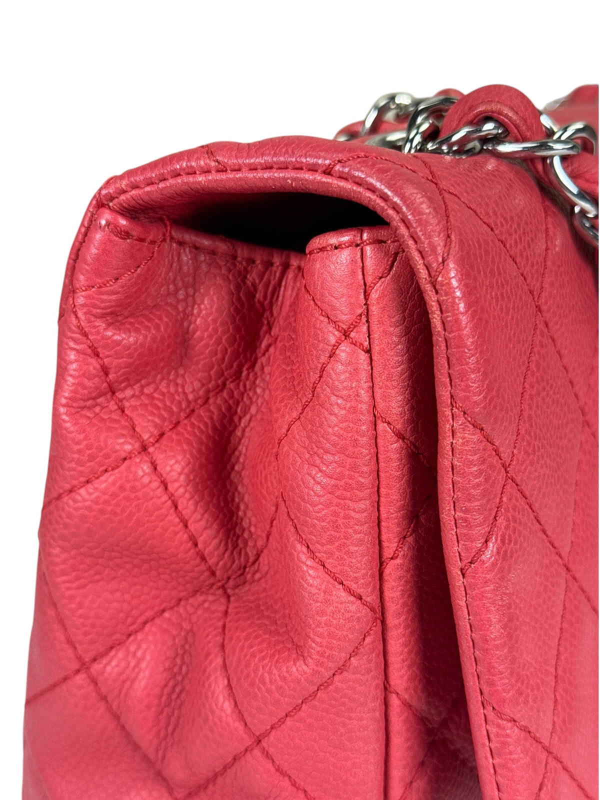 Chanel Red Quilted Caviar Leather Flap Bag 2008