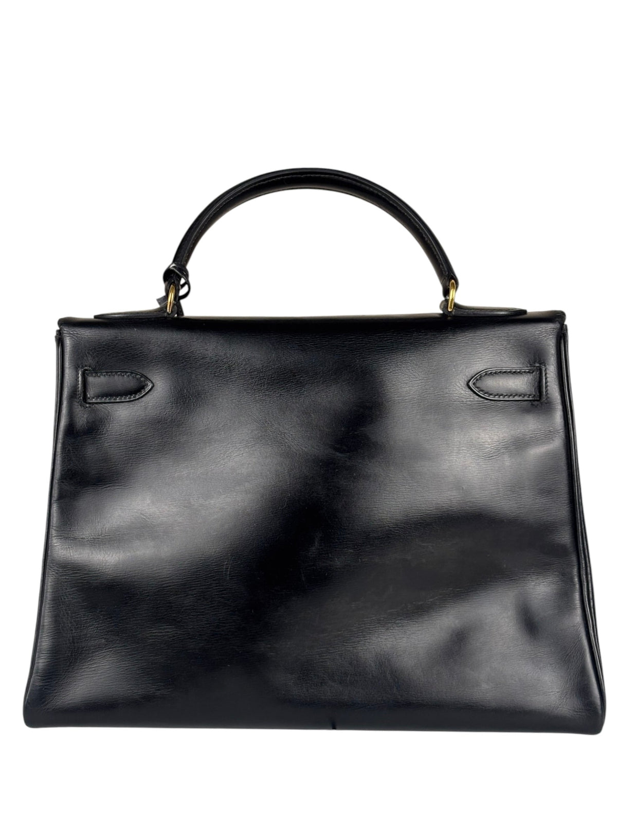 Hermes Black Box Leather Kelly 32 Handbag 1979