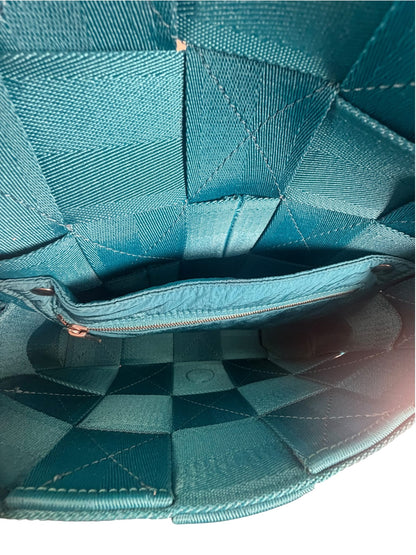 Bottega Veneta Teal Blue Intrecciato Cassette Flap Crossbody Bag