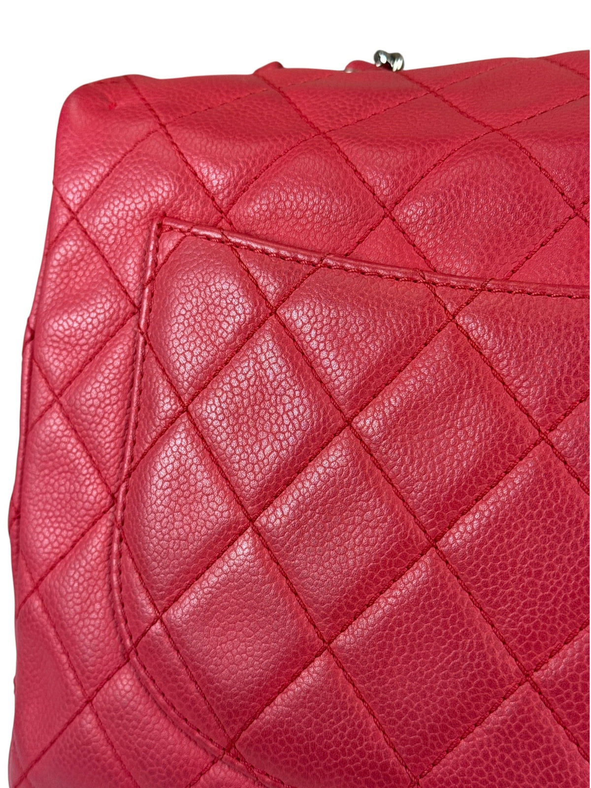 Chanel Red Quilted Caviar Leather Flap Bag 2008