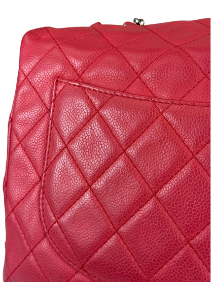 Chanel Red Quilted Caviar Leather Flap Bag 2008