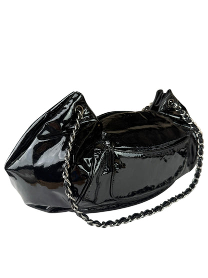 Chanel Black Patent Leather Camellia Petals Shoulder Bag 2010