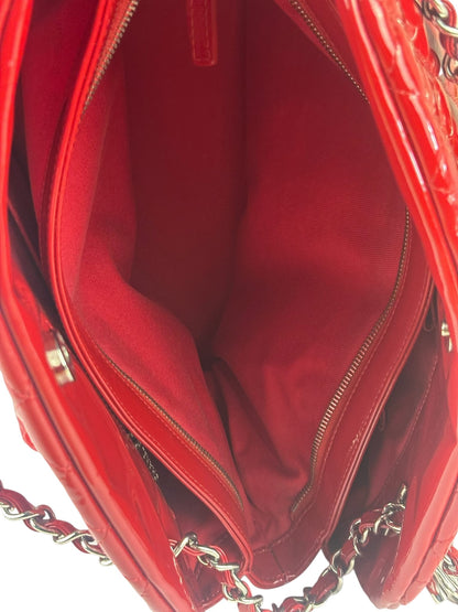 Chanel Red Patent Quilted Leather Large Just Mademoiselle Bowling Bag