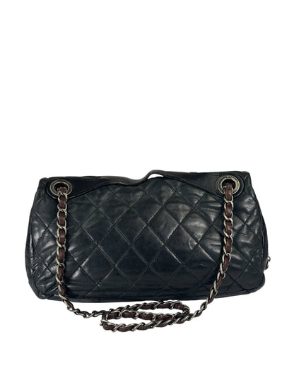 Chanel Black/Grey Quilted Calfskin Matelassè Iridescent Flap Bag 2009