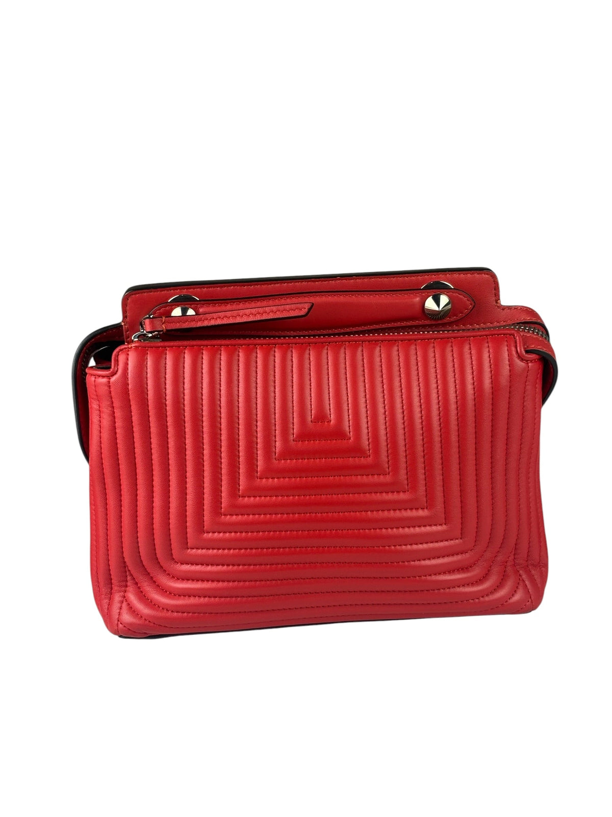 Fendi Vintage Red Calfskin Potcom Click Small Shoulder Bag