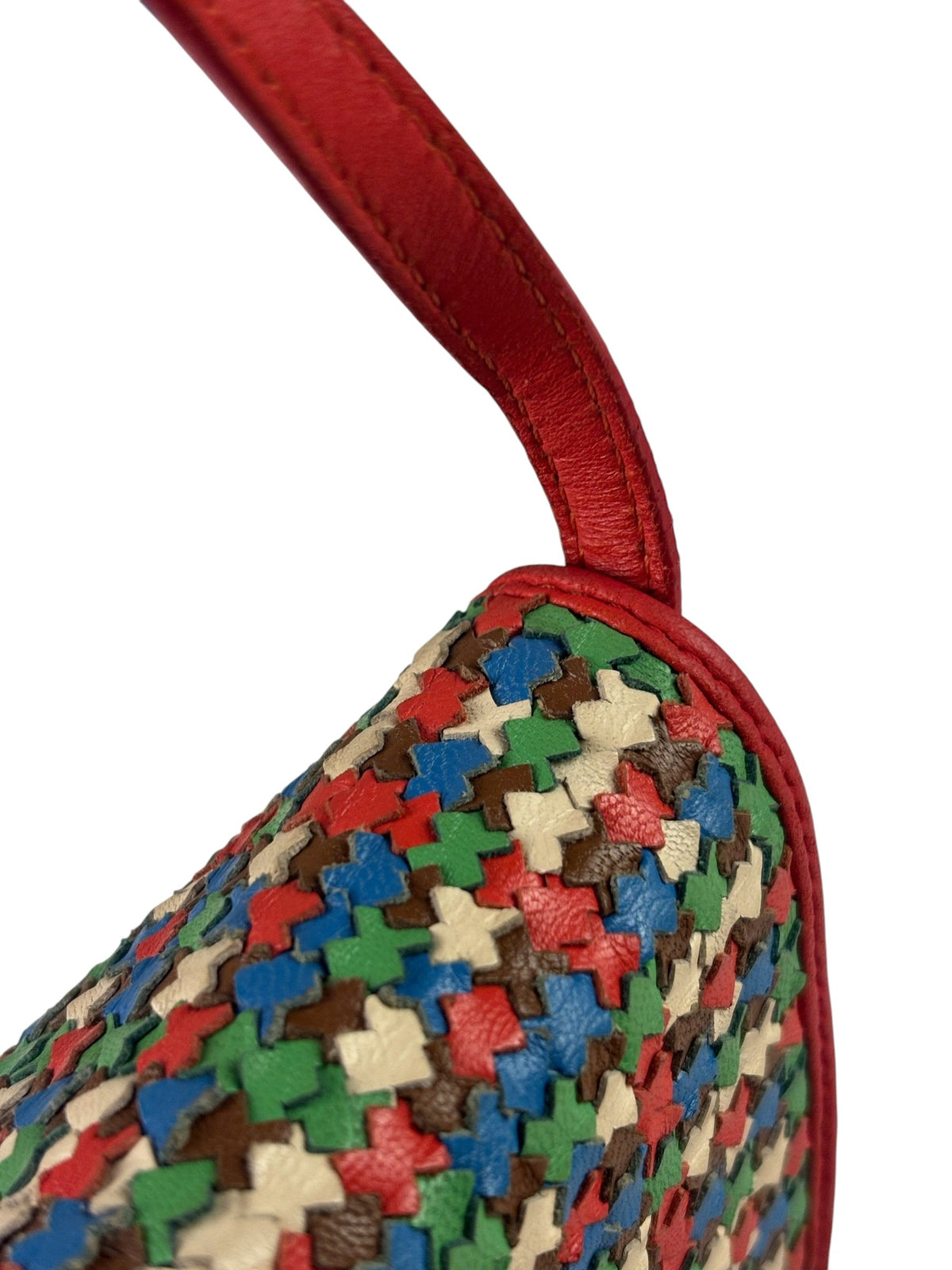 Fendi Colorblock Leather Woven Shoulder Bag