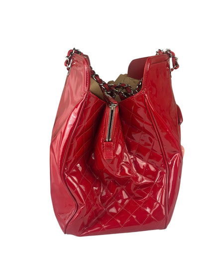 Chanel Lipstick Red Patent Leather Paris-Venice CC Jumbo Tote 2010