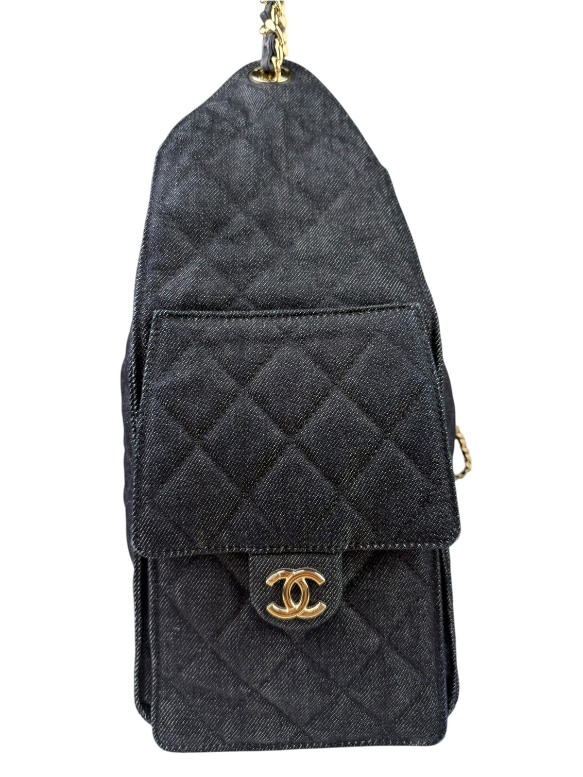 Chanel Navy Quilted Denim/Leather Trim 25 Hobo Bag 2021