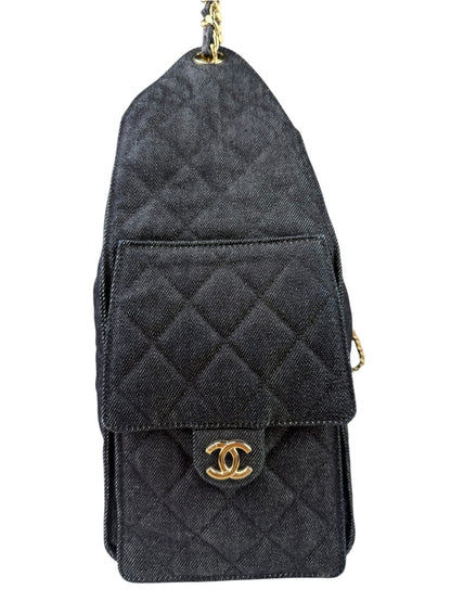 Chanel Navy Quilted Denim/Leather Trim 25 Hobo Bag 2021
