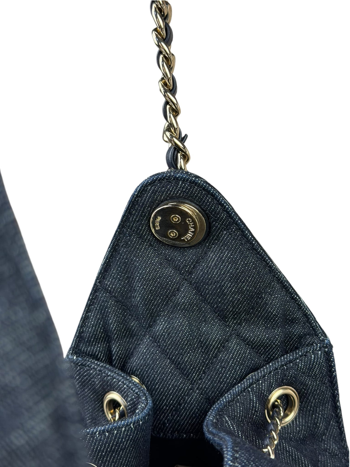 Chanel Navy Quilted Denim/Leather Trim 25 Hobo Bag 2021