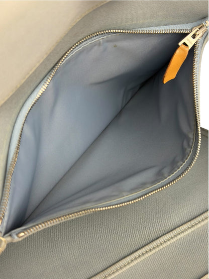 Hermes Light Blue Canvas Leather Trim Cabag Elan Tote