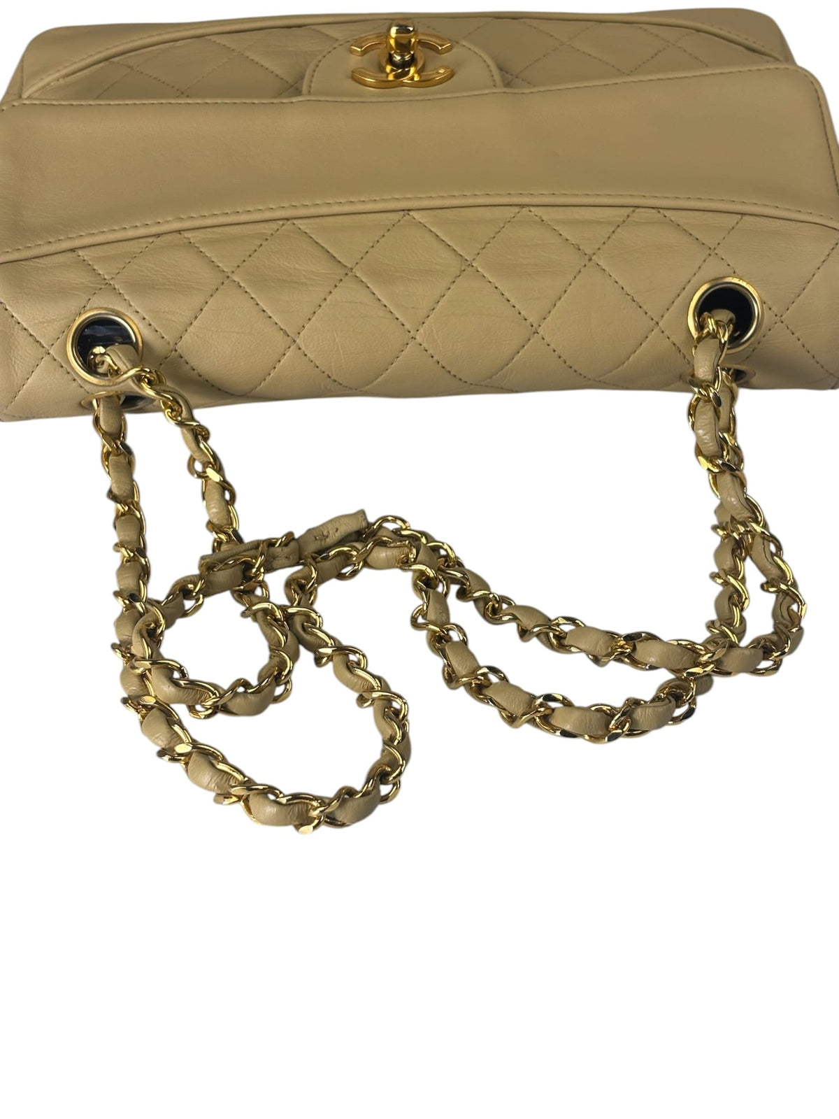 Chanel Vintage Beige Quilted Leather Diana Flap Bag 1989