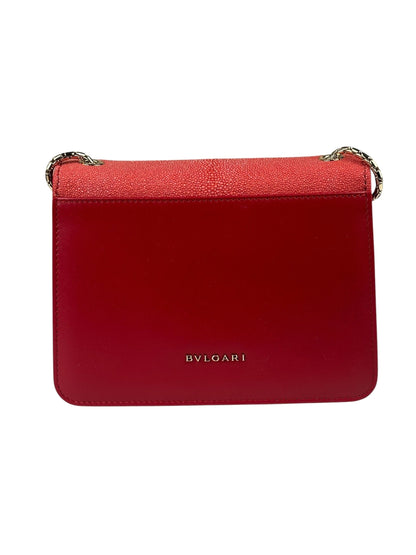 Bvlgari Red Calfskin Serpenti Forever Galuchat Crossbody Bag