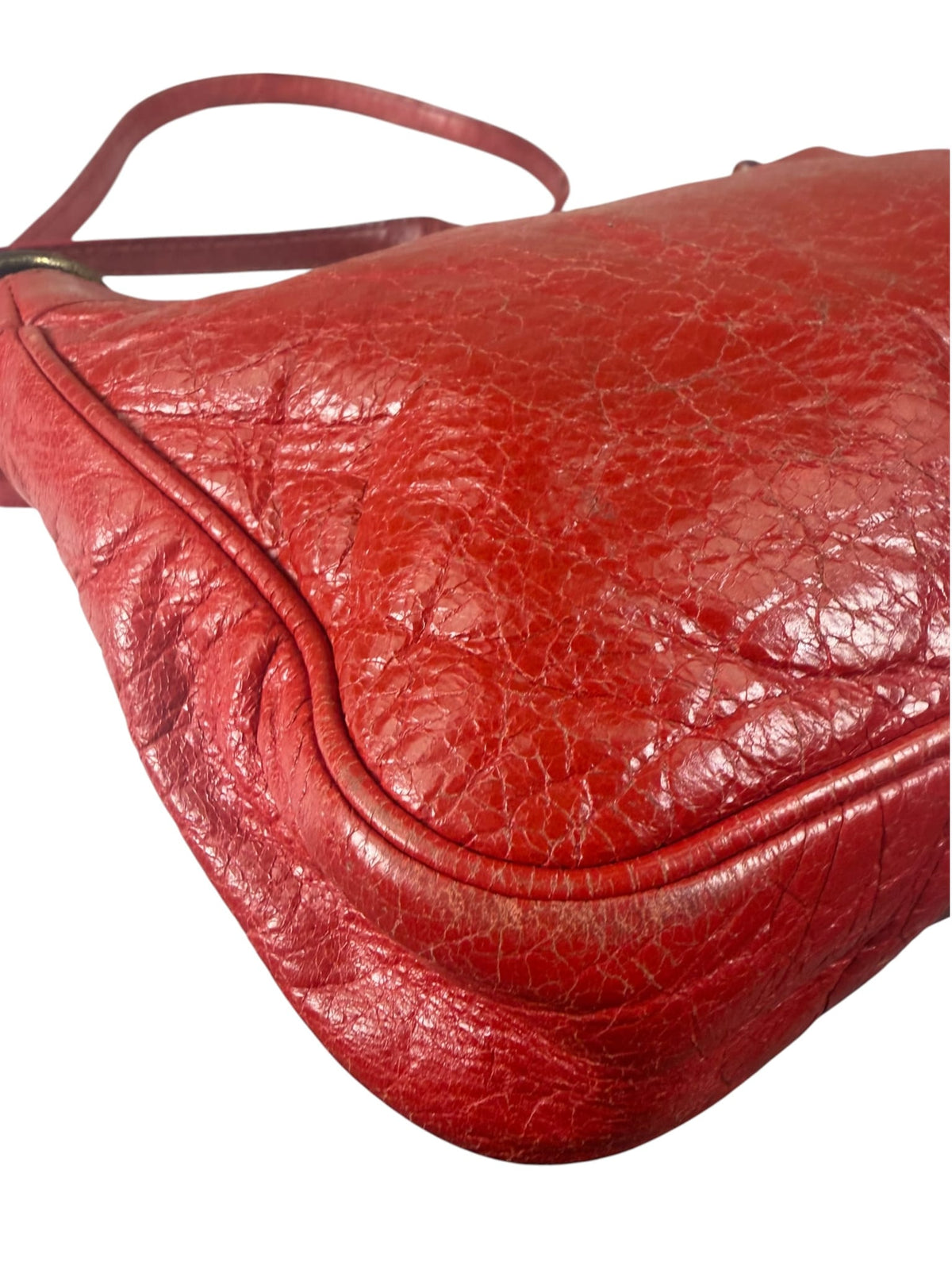 Balenciaga Red Lambskin Hip Moto Crossbody