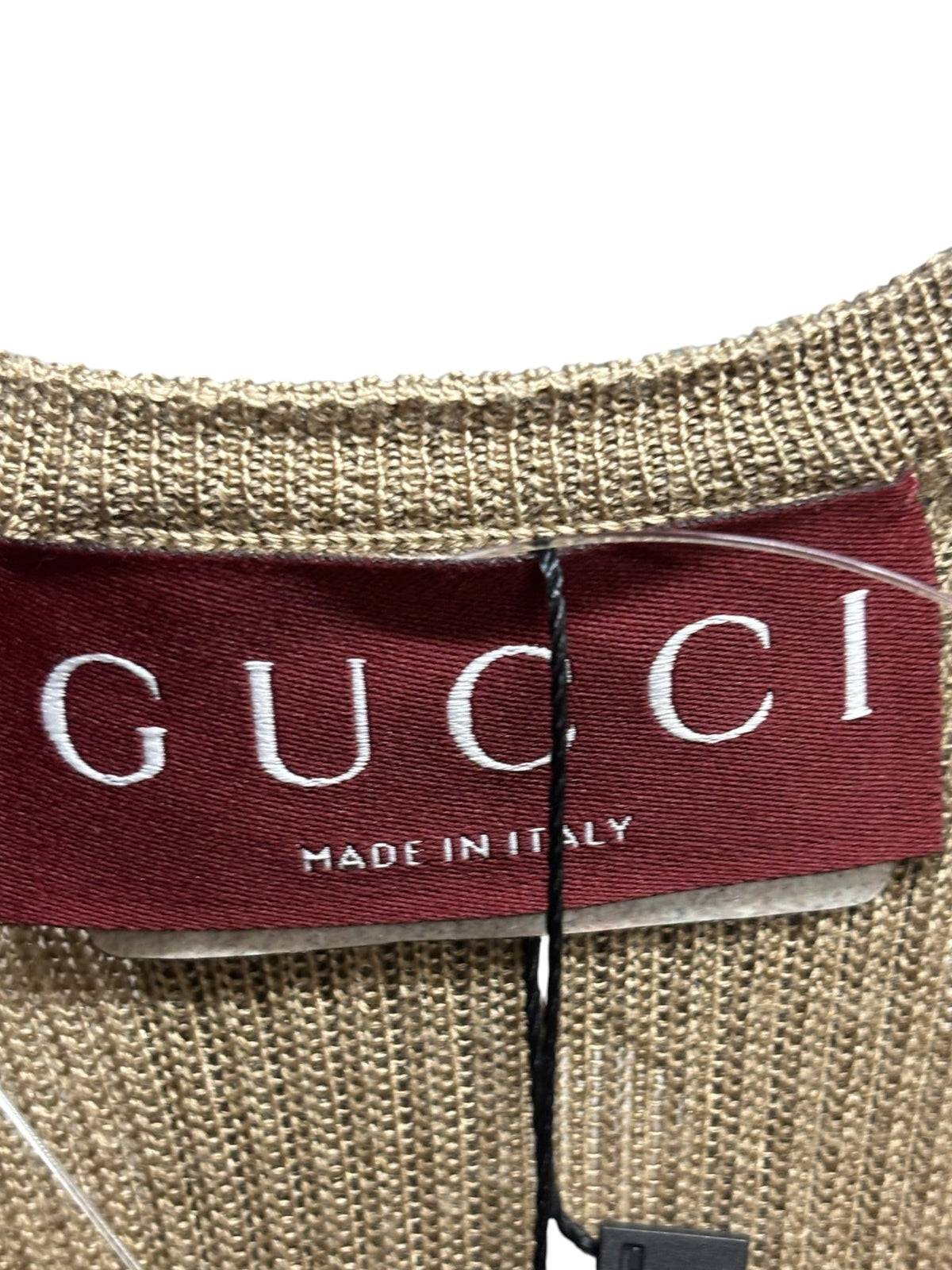 Gucci Camel Ribbed Sleeveless Knit Tank Top