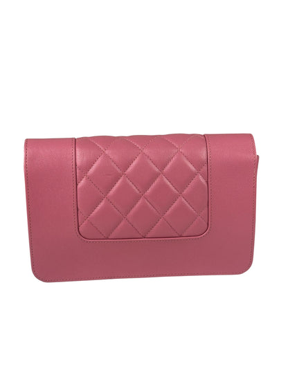 Chanel Pink Lambskin Mademoiselle Flap Wallet On Chain 2018