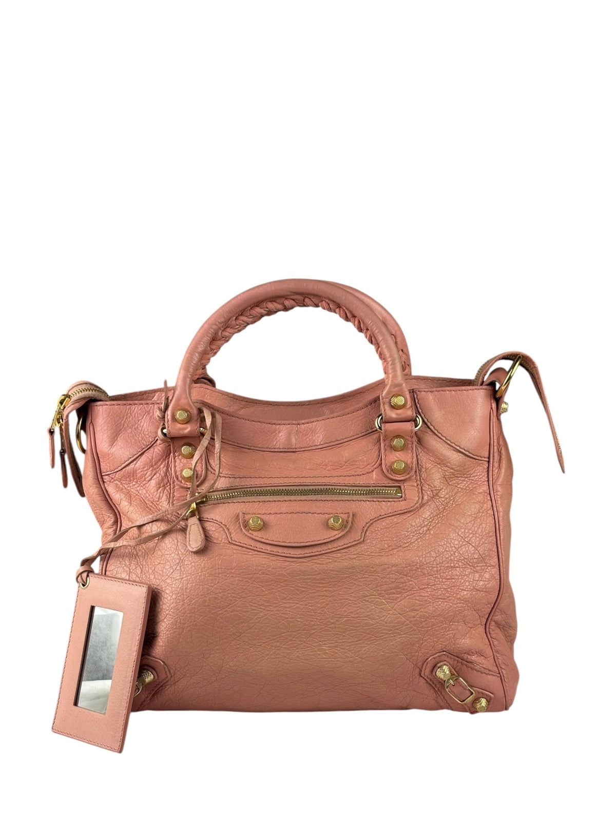 Balenciaga Light Pink Leather Classic Moto City Bag