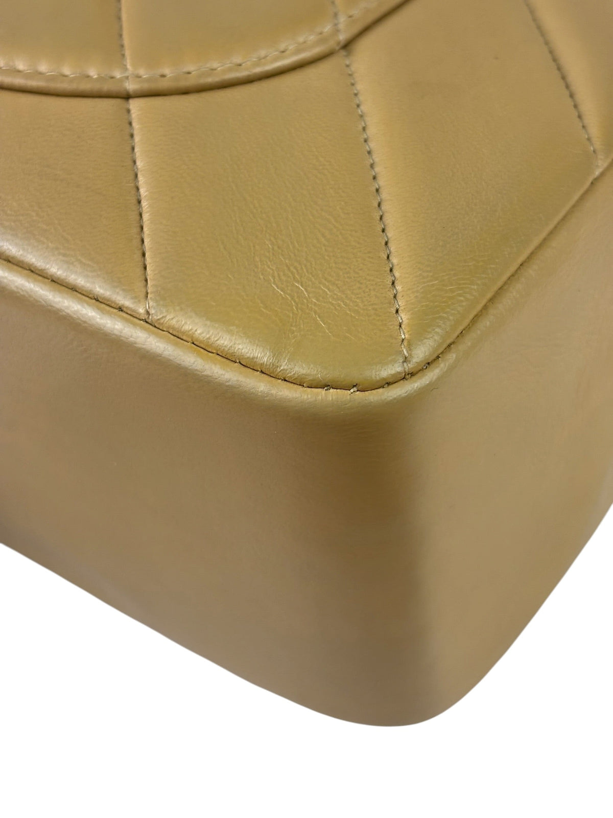 Chanel Vintage Beige Lambskin Chevron Coco Handle Flap Two-Way Bag 1991
