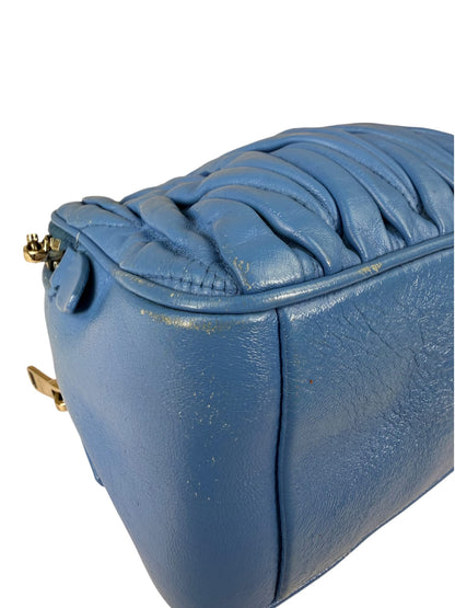 Miu Miu Blue Matelassè Leather Crossbody Bag