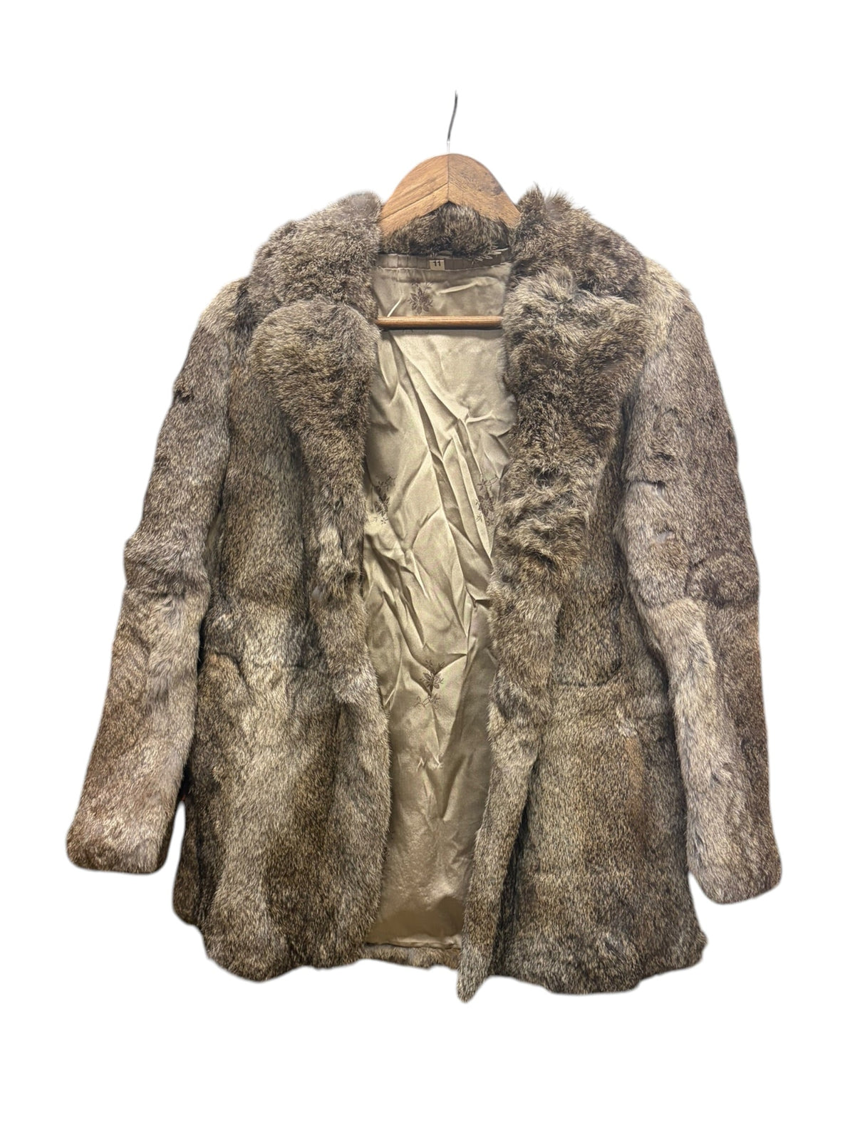 Vintage Mottled Brown Rabbit Fur Coat