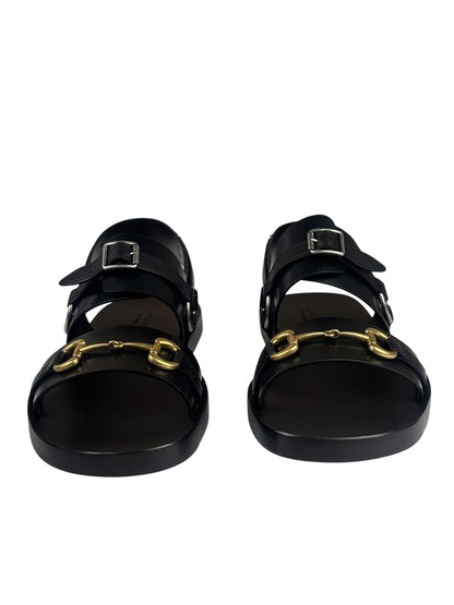Gucci Black Cordovan Horsebit Sandals