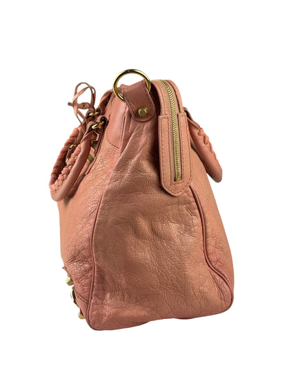 Balenciaga Light Pink Leather Classic Moto City Bag