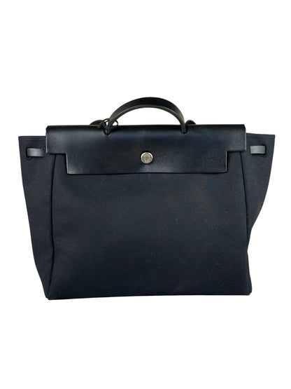 Hermes Black Leather Trim Herbag Two-Way Bag