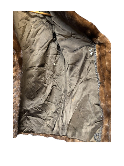 Vintage Hazel Brown Chevron Stripped Mink Fur Coat