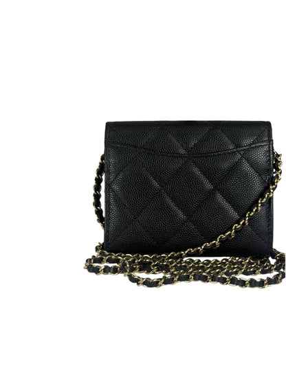 Chanel Black Caviar Quilted Card Holder 2019