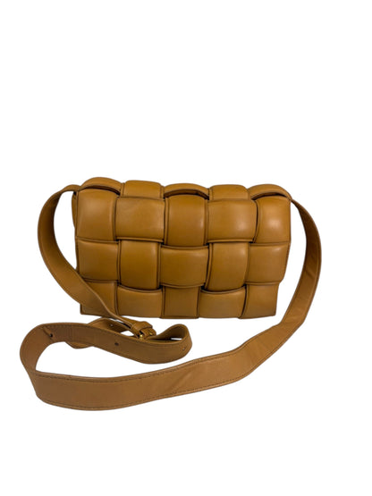 Bottega Veneta Honey Brown Leather Intrecciato Flap Bag