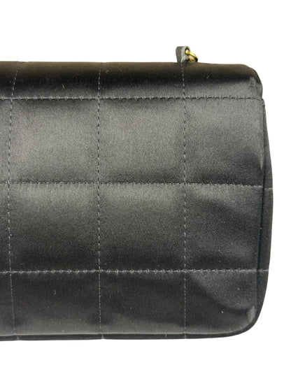 Chanel Black Satin Chocolate Bar Mini East-West Flap Bag