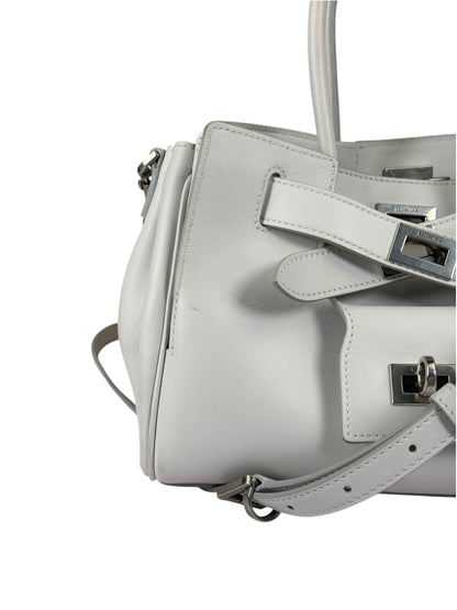 Balenciaga White Leather Bel Air Carry All Handbag