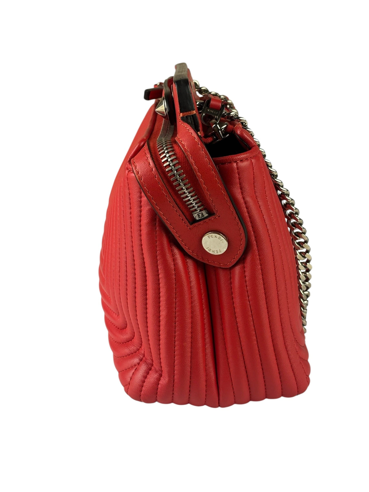 Fendi Vintage Red Calfskin Potcom Click Small Shoulder Bag