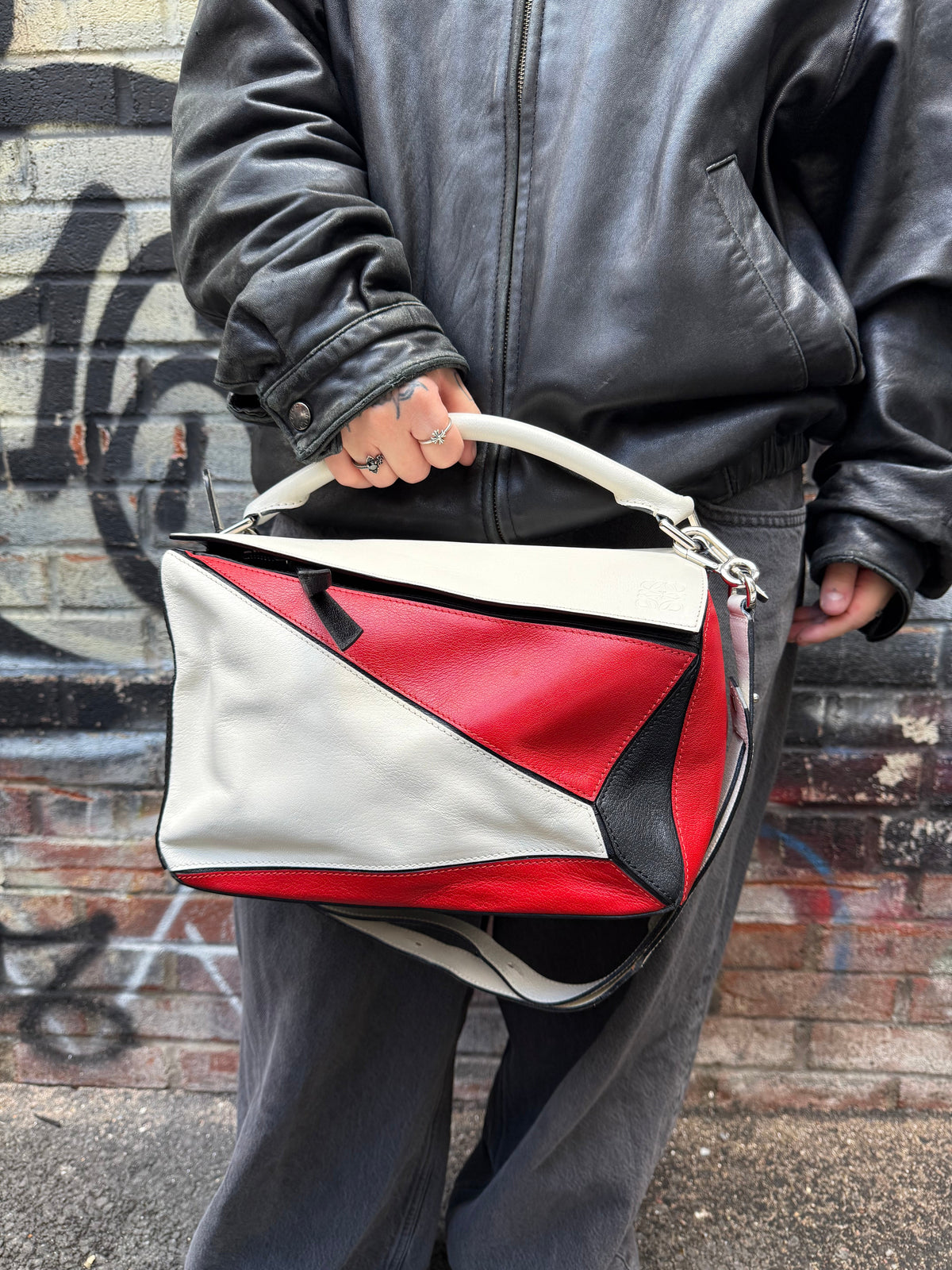 Loewe Colorblock Leather Puzzle Two-Way Bag