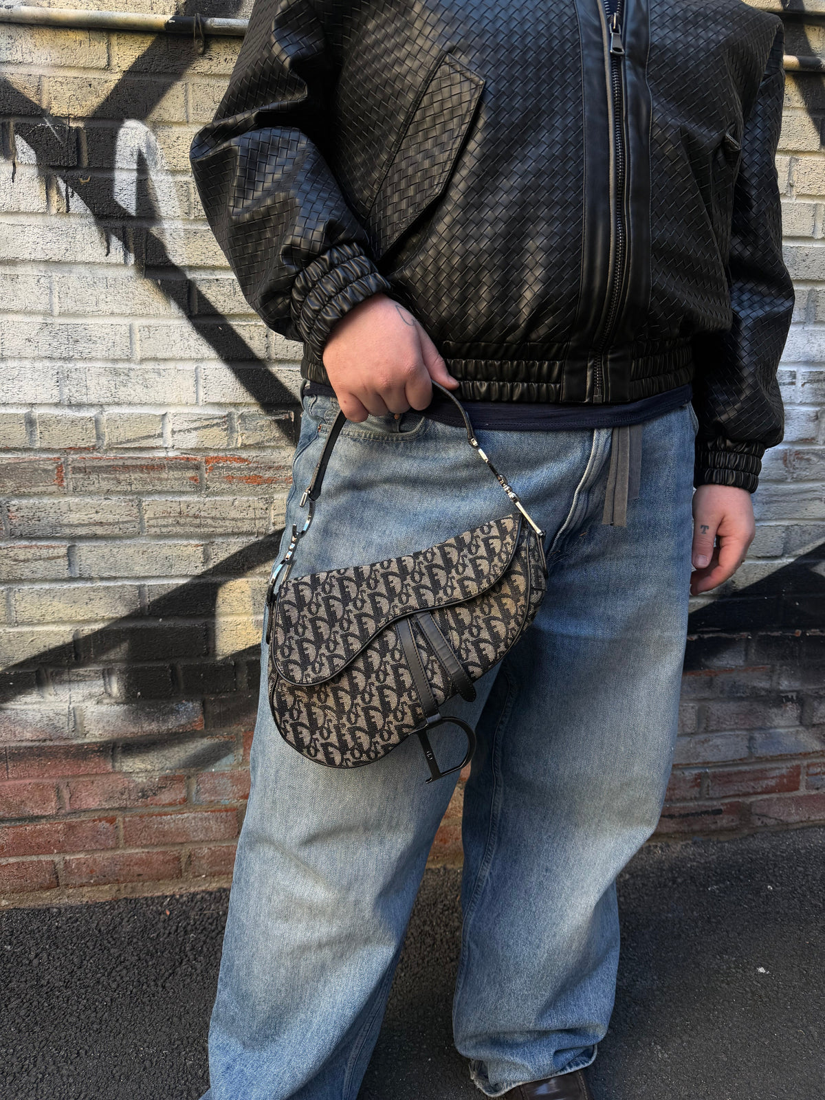 Christian Dior Black Trotter Medium Saddle Shoulder Bag