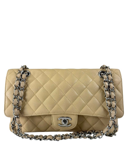 Chanel Beige Quilted Caviar Double Flap 2009