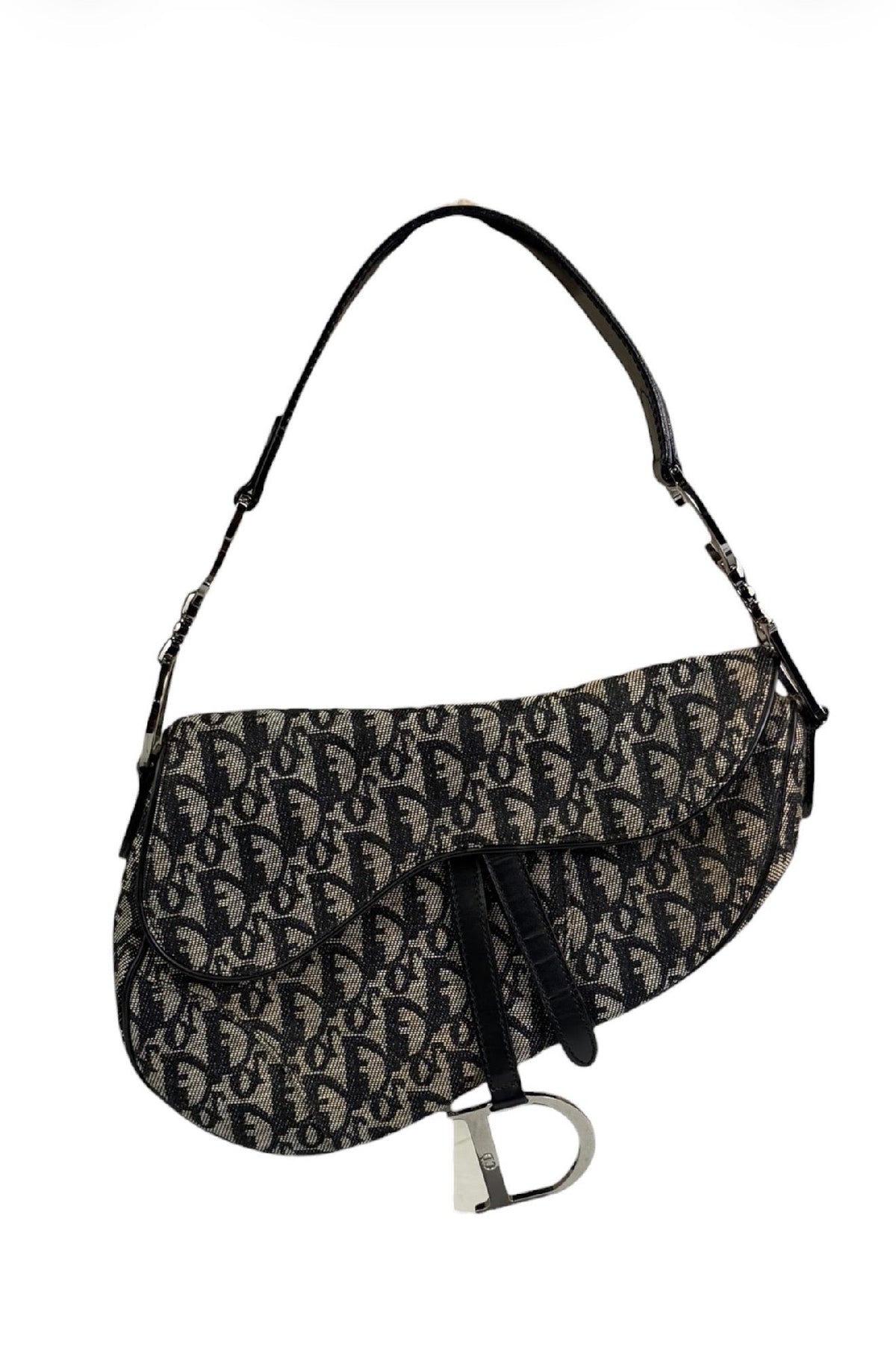 Christian Dior Black Trotter Medium Saddle Shoulder Bag