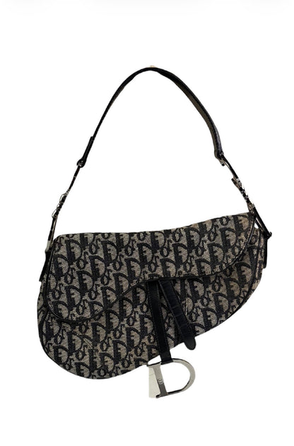 Christian Dior Black Trotter Medium Saddle Shoulder Bag