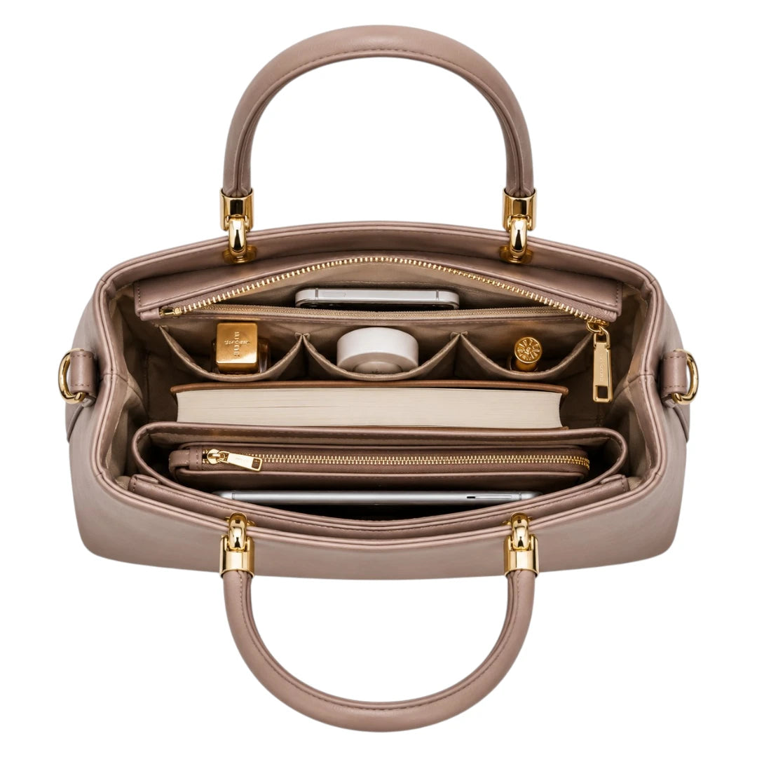 Orelza Taupe Luxe Women’s Satchel Handbag