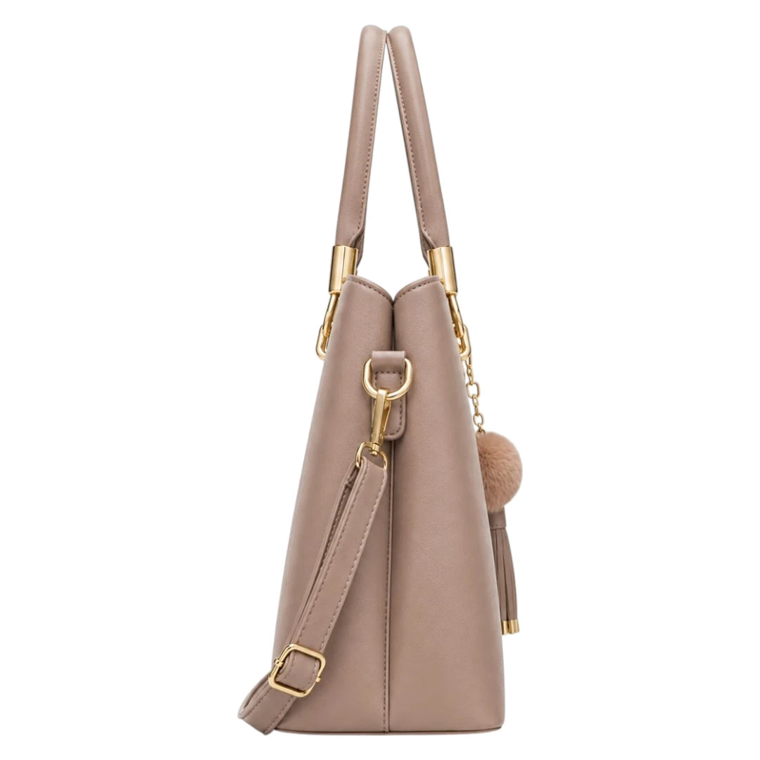 Orelza Taupe Luxe Women’s Satchel Handbag