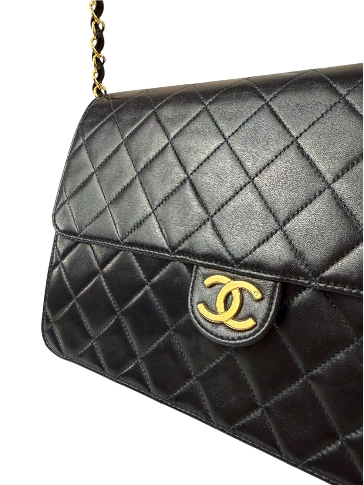 Chanel Balck Quilted Lambskin Square Flap 1991