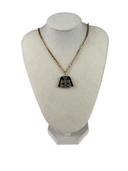 Chanel Black/Gold Jacket Pendant CC Logos Necklace