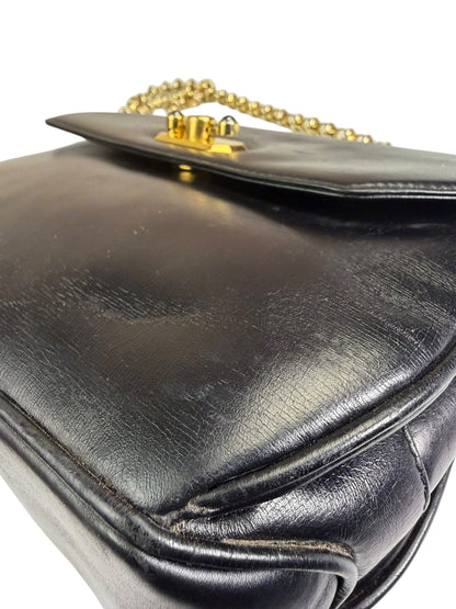 Gucci Black Leather Flap Crossbody Bag