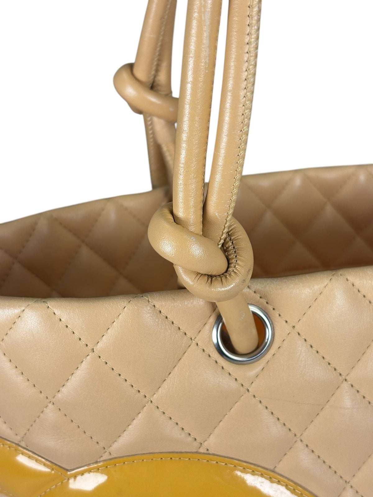 Chanel Beige Quilted Lambskin Linge Cambon Tote2005