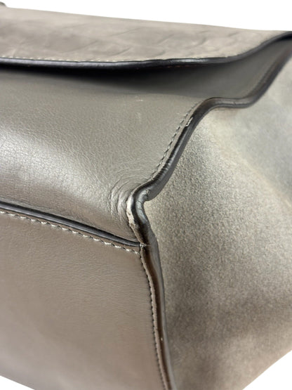 Celine Grey Suede/Leather Crocodile Embossed Trapeze Two-Way Bag