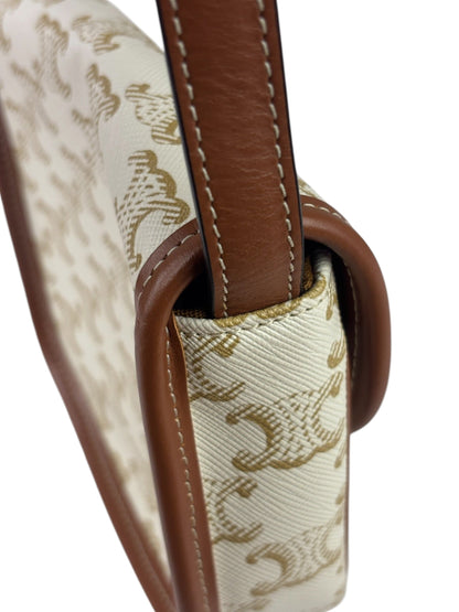 Celine White Leather Macadam Nano Triomphe Besace Shoulder Bag