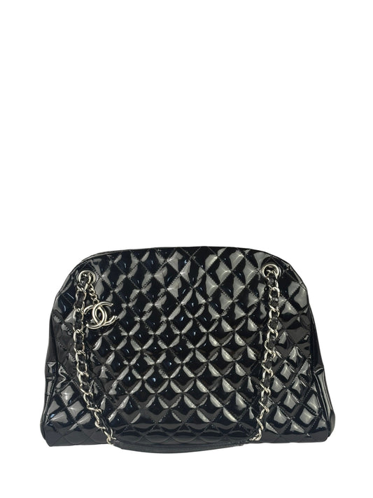Chanel Large Black Patent Leather Mademoiselle Bowling Bag 2011-12