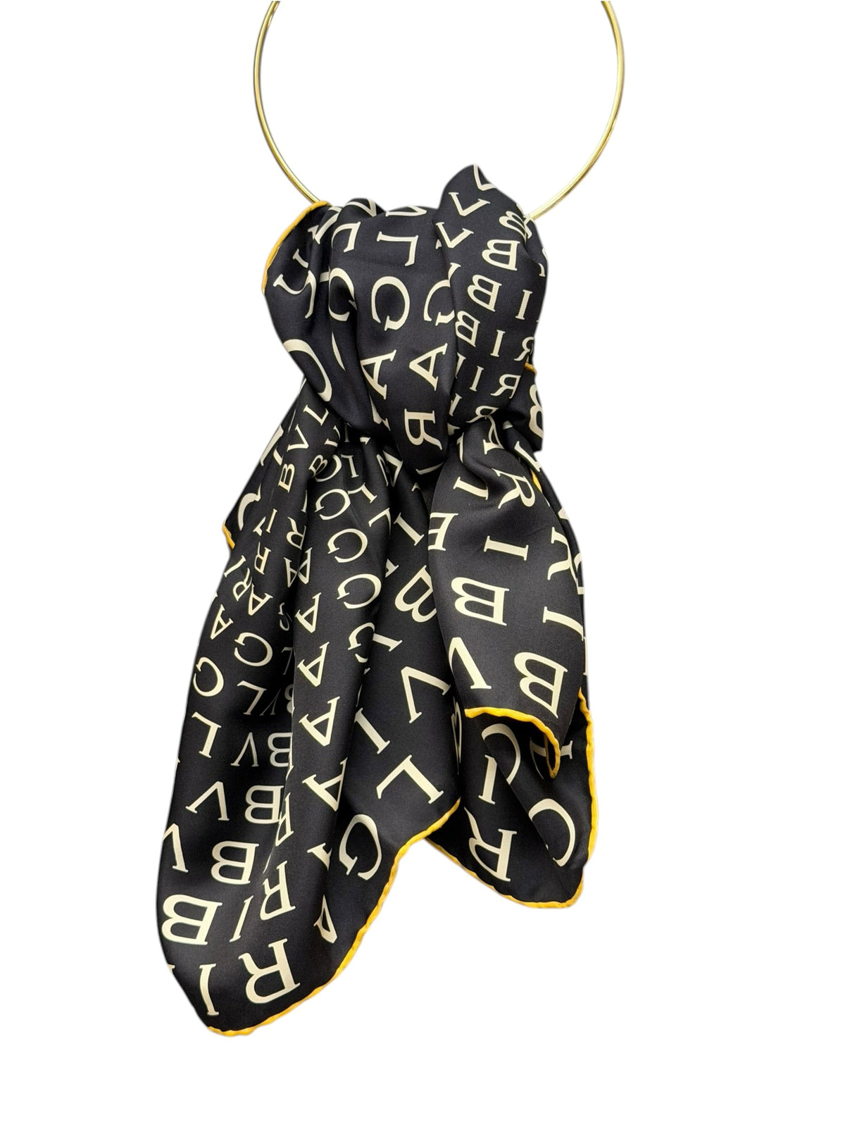 Bvlgari Black White Bvlgari Print Square Silk Scarf