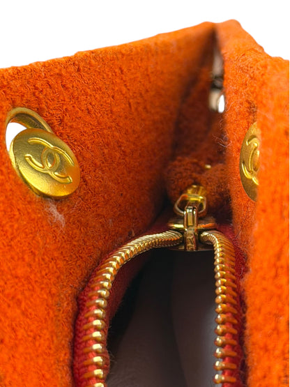 Chanel Vintage Red Quilted Tweed Shoulder Bag 1994