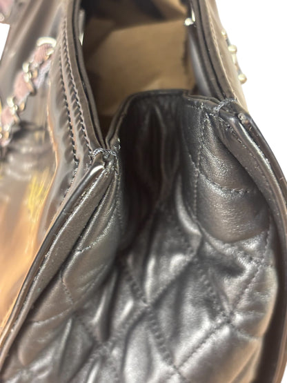 Chanel Black Patent Leather Quilted Lipstick Tote 2011
